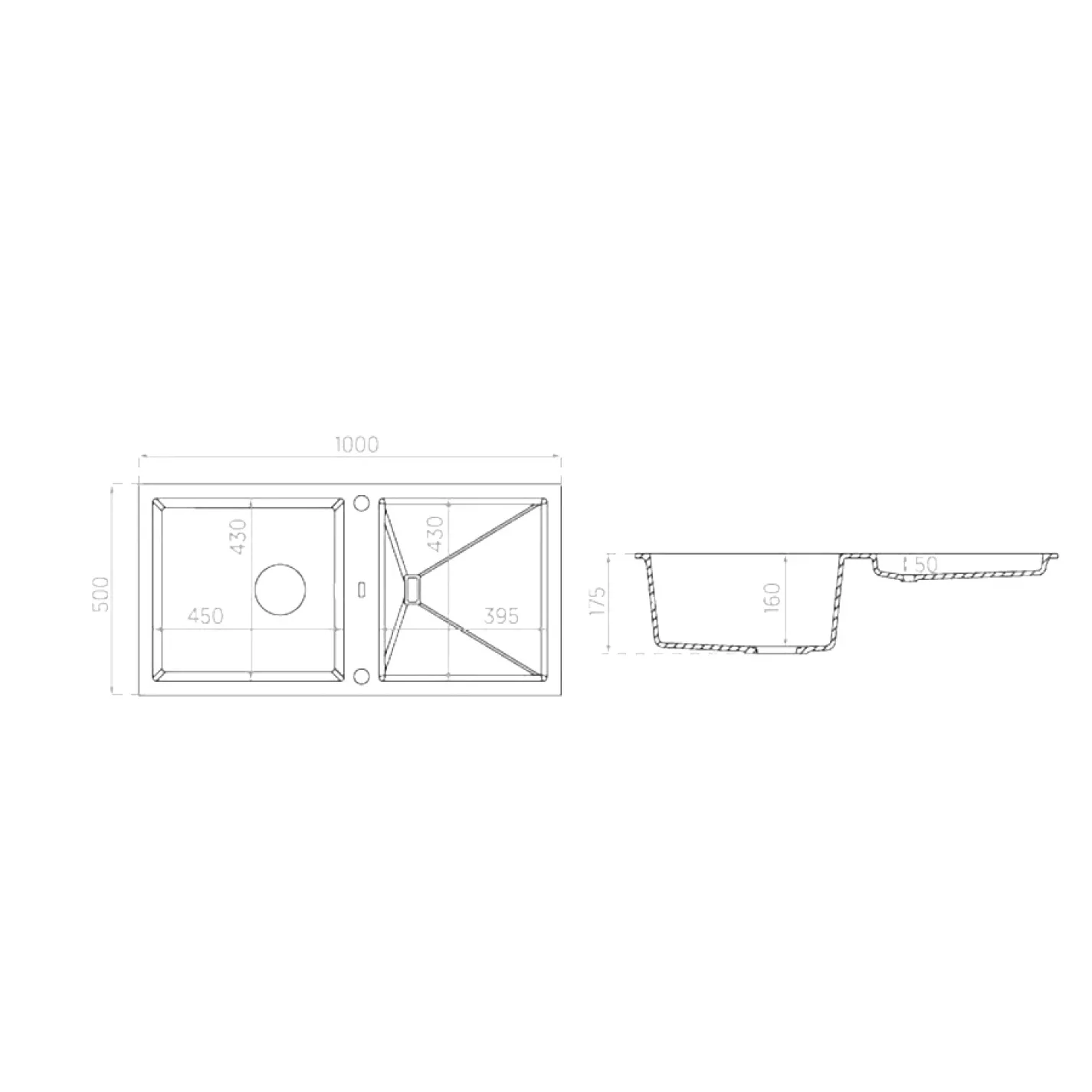 Кухонная мойка Axis Group Slide 200 серый (1.150.160.50)  - Фото 1